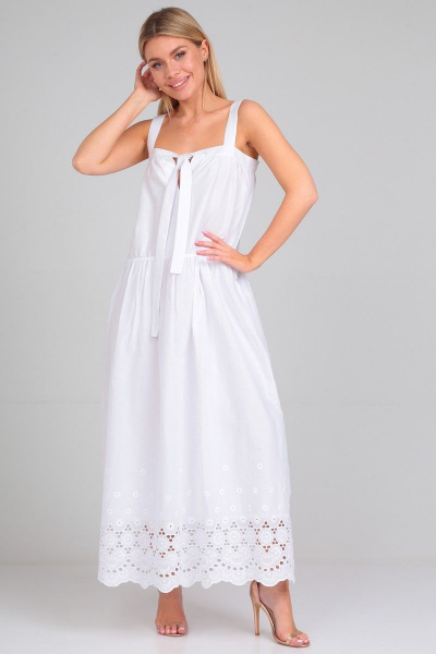 Летний сарафан на бретелях с разрезом и сборкой Your size 2195 - фото 3