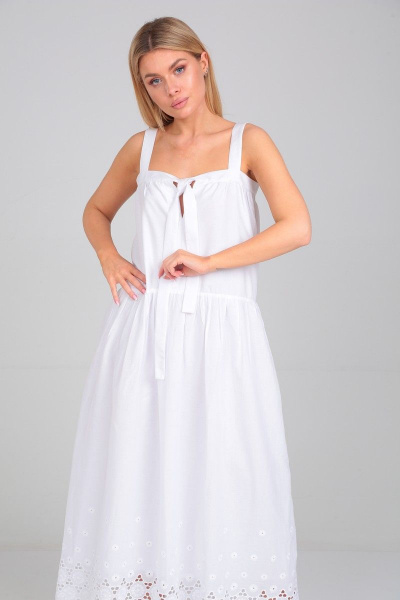 Летний сарафан на бретелях с разрезом и сборкой Your size 2195 - фото 7