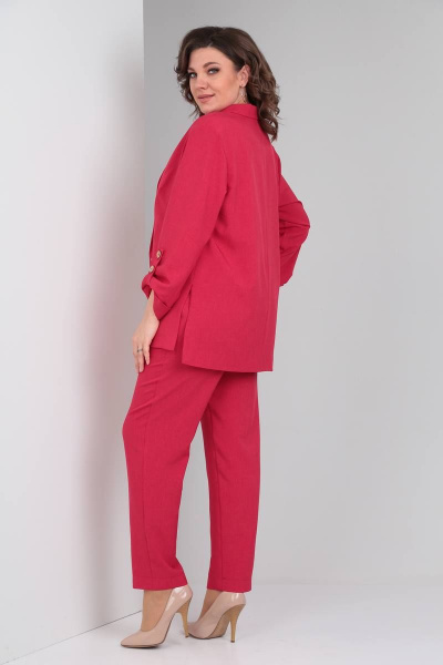 Летний комплект брюк, жакета и топа из текстиля TVIN 7702 бордо - фото 7
