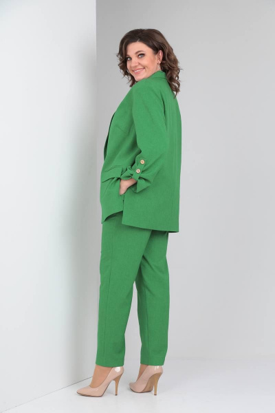 Тройка: жакет, брюки и майка из текстиля TVIN 7702 зеленый - фото 6