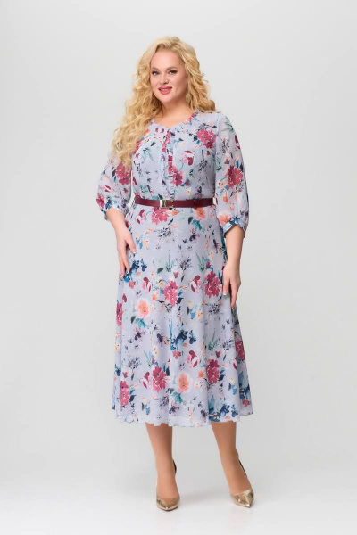 Платье в стиле на каждый день с узкой рюшей и рукавом 42 см Slaviaelit 511 светло-лиловый - фото 1