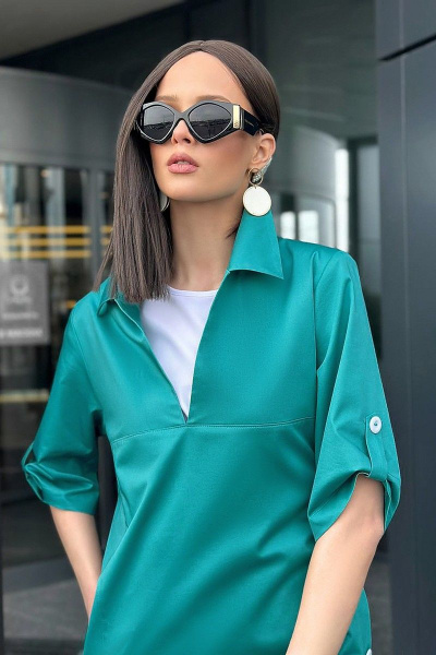 Комплект: платье и топ из текстиля с карманами Diva 1540 голубой - фото 6