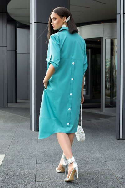 Комплект: платье и топ из текстиля с карманами Diva 1540 голубой - фото 8