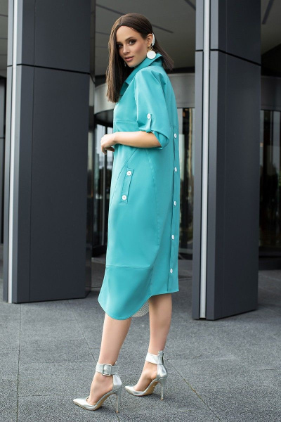 Комплект: платье и топ из текстиля с карманами Diva 1540 голубой - фото 7