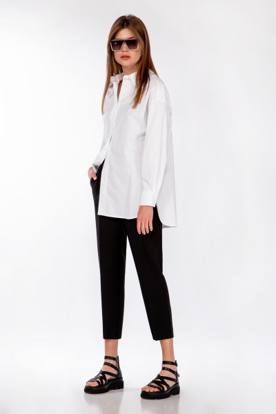 Блуза женская из хлопка с воротником рубашечного типа DAVA 162 белый - фото 1