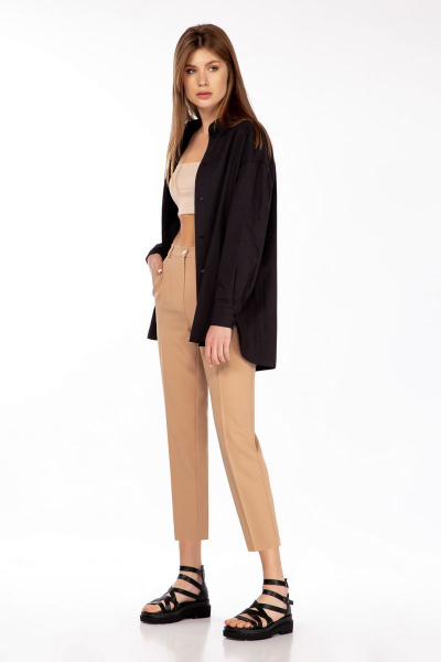 Блуза женская из хлопка с застежкой на пуговицы DAVA 162 черный - фото 2