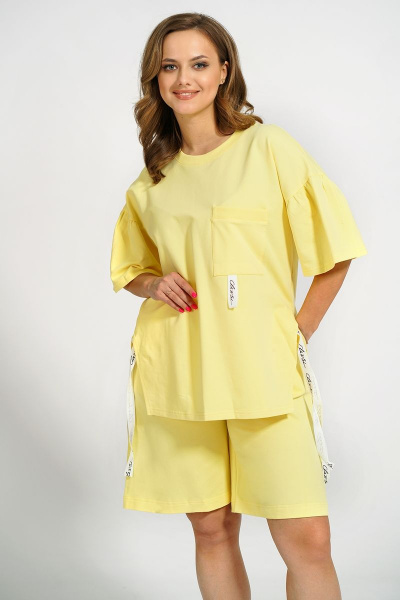 Демисезонный желтый джемпер и удлиненные шорты Медея и К 2164 лимонный - фото 8