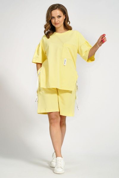 Демисезонный желтый джемпер и удлиненные шорты Медея и К 2164 лимонный - фото 7