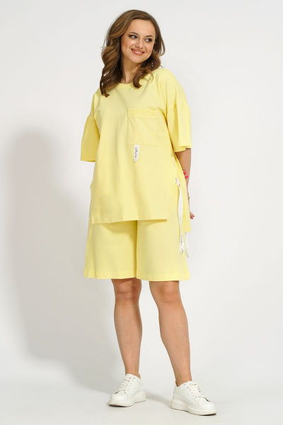 Демисезонный желтый джемпер и удлиненные шорты Медея и К 2164 лимонный - фото 4