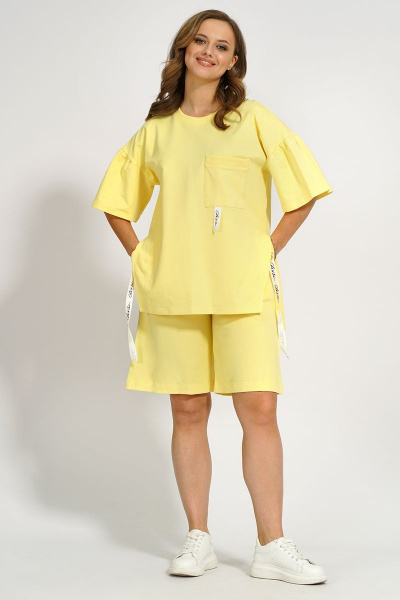 Демисезонный желтый джемпер и удлиненные шорты Медея и К 2164 лимонный - фото 1