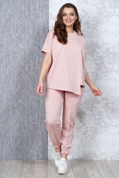 Джемпер оверсайз и брюки джоггеры из хлопка Медея и К 2163 пудра - фото 2