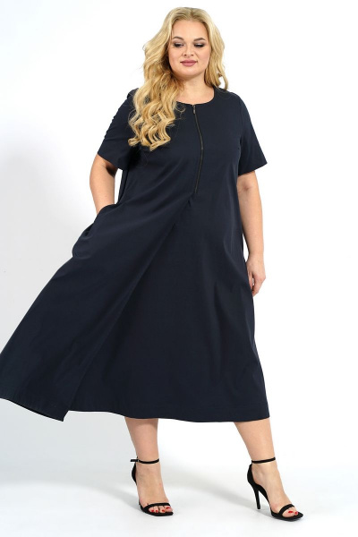 Платье из хлопка для демократичного образа Медея и К 2156 темно-синий - фото 2