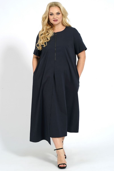 Платье из хлопка для демократичного образа Медея и К 2156 темно-синий - фото 1