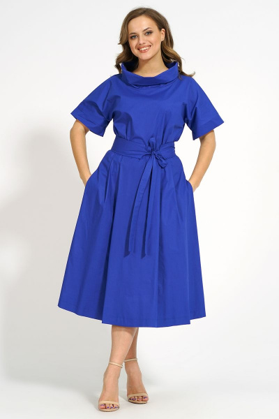 Платье с коротким рукавом и отрезной линией талии Медея и К 2145 василек - фото 5