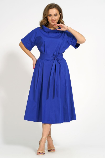 Платье с коротким рукавом и отрезной линией талии Медея и К 2145 василек - фото 4
