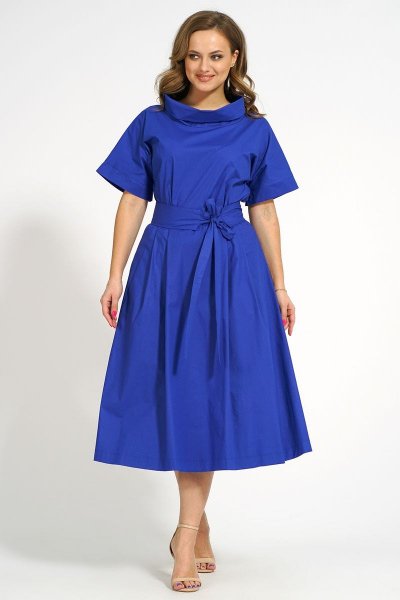 Платье с коротким рукавом и отрезной линией талии Медея и К 2145 василек - фото 3