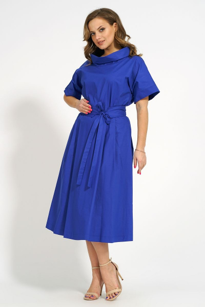 Платье с коротким рукавом и отрезной линией талии Медея и К 2145 василек - фото 2
