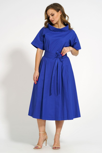 Платье с коротким рукавом и отрезной линией талии Медея и К 2145 василек - фото 1