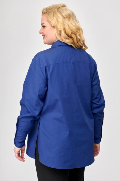 Демисезонная рубашка оверсайз из текстиля с карманом Avenue 0301-1 василек - фото 4