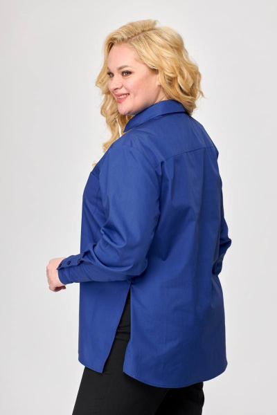 Демисезонная рубашка оверсайз из текстиля с карманом Avenue 0301-1 василек - фото 3
