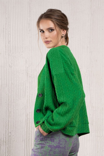 Зеленый свободный трикотажный кардиган с пуговицами Avanti С-103-2 - фото 3