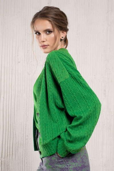 Зеленый свободный трикотажный кардиган с пуговицами Avanti С-103-2 - фото 2