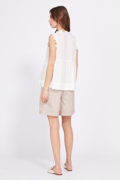 Блуза с рюшем и вырезом V из вискозы и текстиля EOLA 2415.1 молочный - фото 3