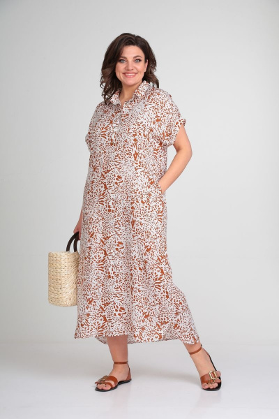 Платье Michel chic 993/1 белый-леопард - фото 4