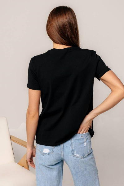 Майка черная классическая из хлопка с круглым вырезом Romgil 624ЛХТЗ черный - фото 2