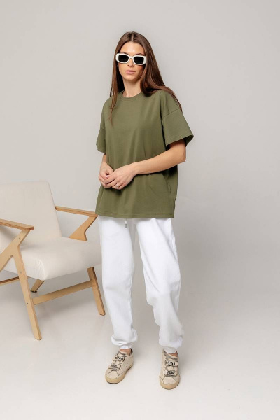 Майка из мягкого вискозного трикотажа прямого кроя Romgil 700ЛХТЗ светлый_хаки - фото 5