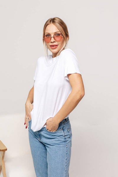 Майка из мягкой вискозы и трикотажа классического стиля Romgil 812ЛВТЗ белый - фото 4