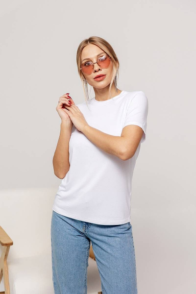 Майка из мягкой вискозы и трикотажа классического стиля Romgil 812ЛВТЗ белый - фото 1