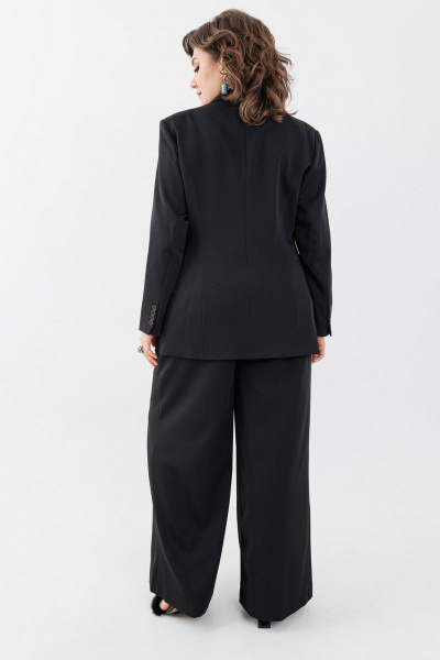 Брюки-палаццо из текстиля и жакет на принте Anelli 1190 черный - фото 6
