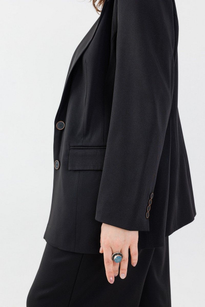 Брюки-палаццо из текстиля и жакет на принте Anelli 1190 черный - фото 5