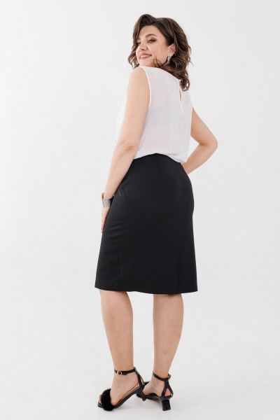 Юбка-карандаш до колена с карманами и шлицей Anelli 1313 черный - фото 4