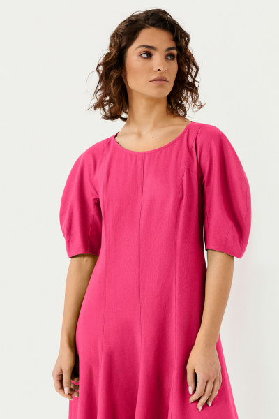 Платье из лен и текстиля с коротким рукавом и длиной 115 см Панда 140080w фуксия - фото 2