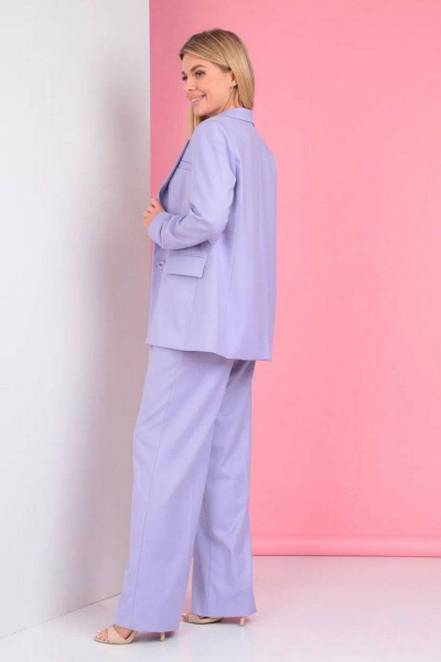 Фиолетовый костюм из текстиля: свободные брюки и жакет Takka Plus 23-177/1 лаванда - фото 3