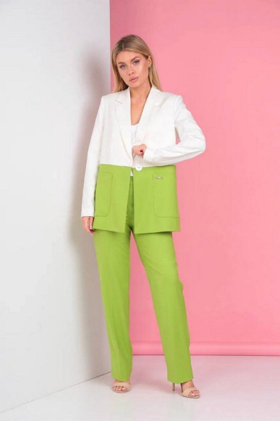 Брюки, жакет Takka Plus 23-178 молоко+лайм - фото 3