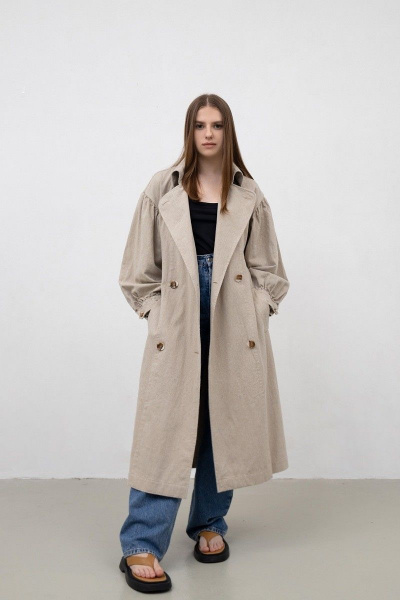 Плащ Individual design 20109 светло-бежевый - фото 2