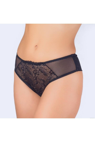 Трусы из эластичного полотна-сетки с вышивкой Verally 1068-1 черный - фото 3