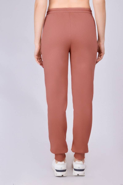 Брюки спортивные из футера с высокой посадкой и карманами Verally 447-2 охра - фото 2