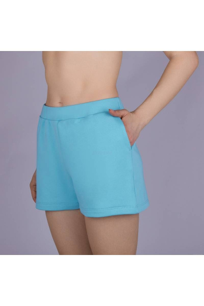 Круглогодичные голубые футерные шорты с карманами и высокой посадкой Verally 468-1 тиффани - фото 3