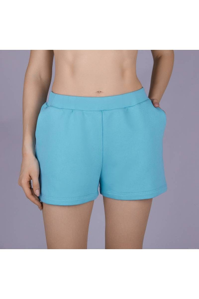 Круглогодичные голубые футерные шорты с карманами и высокой посадкой Verally 468-1 тиффани - фото 1