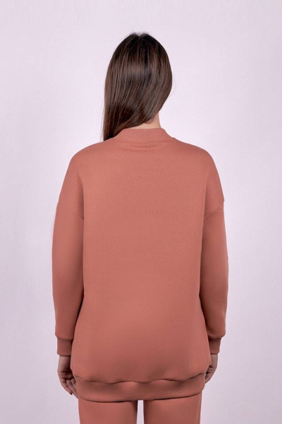 Джемпер из футера с начесом и боковыми карманами Verally 472-1 охра - фото 2