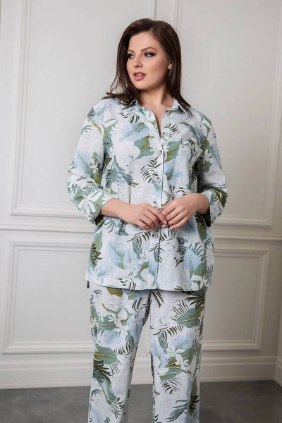 Брюки, рубашка Daloria 9192 белый-зеленый - фото 4