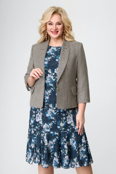 Жакет полуприлегающего силуэта в клетку с лацканами Slaviaelit 519 - фото 1