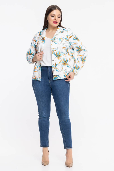 Джинсовый жакет с рельефами и накладными карманами Avila 0767 голубой - фото 8