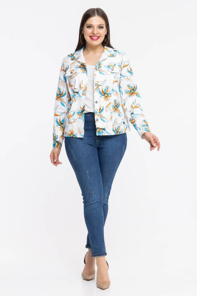 Джинсовый жакет с рельефами и накладными карманами Avila 0767 голубой - фото 7