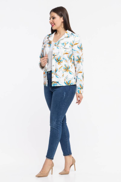 Джинсовый жакет с рельефами и накладными карманами Avila 0767 голубой - фото 6