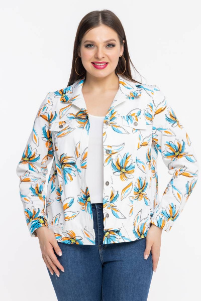 Джинсовый жакет с рельефами и накладными карманами Avila 0767 голубой - фото 1